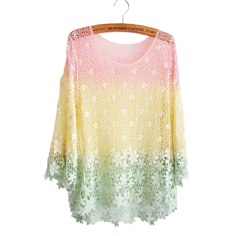 Rainbow Crochet Lace Blouse
