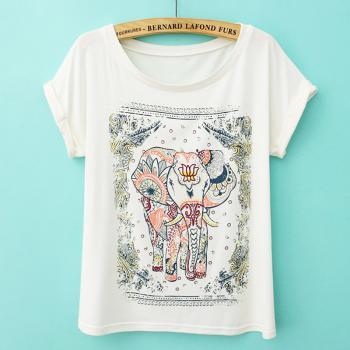 Vintage Lovely Elephant Print T-shirt